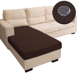 TOPYUMH Water Repellent L Shaped Couch Covers for Sectional Sofa, Stretch Separete Chaise Lounge Cover for Both Left/Right Sectional Couch with Elastic Bottom for Kids, Pets, Chocolate
