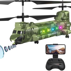 OBEST LM19-D Chinook RC Helicopter,Remote Control Military Helicopter with Camera,Twin-propeller with Altitude Hold,One Key take Off/Landing,Army RC Toys for Boys and Military Fans