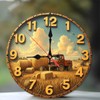 Farm Tractor Hay Bale Rustic Wall Clock 10-Inch Wooden Wall