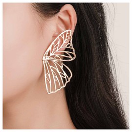 Allereyae Vintage Butterfly Wing Earrings Half Wing Studs Earrings Insect Flying Butterfly Earrings Gold Large Wing Earrings Jewelry for Women