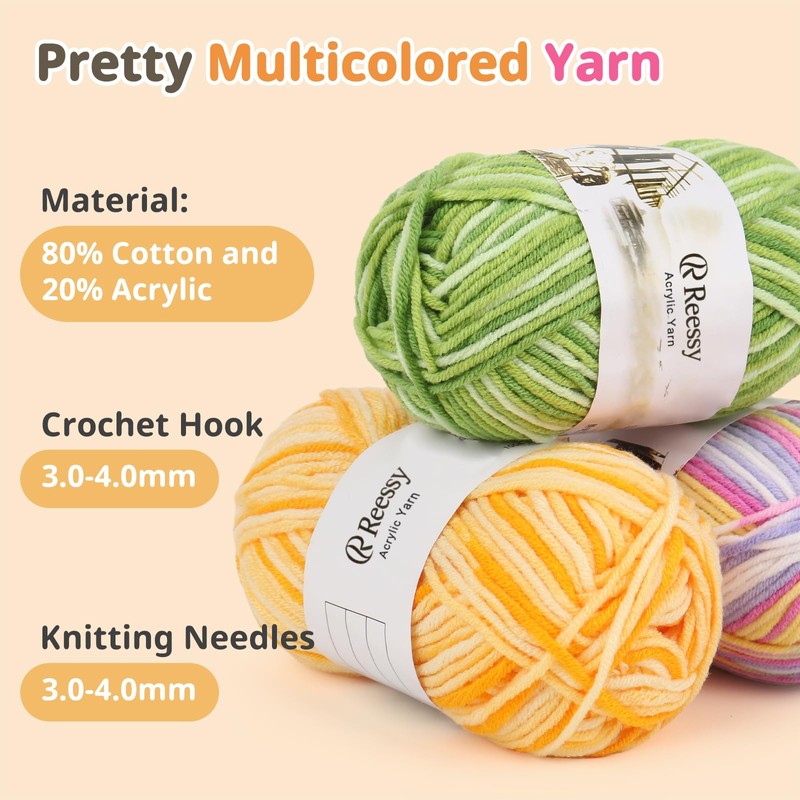 Reessy 225g Knitting Wool Acrylic Yarn Crochet Yarn Set, Super