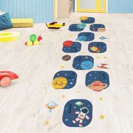 HUANLE Kids DIY Lattice Floor Sticker Hopscotch Footprint Room Decor Number Brain Games Sticker Digital Pathway Art Floor Tile Decals Puzzle Games Party Social Decor for Baby Room Classroom Nursery (Hopscotch L)