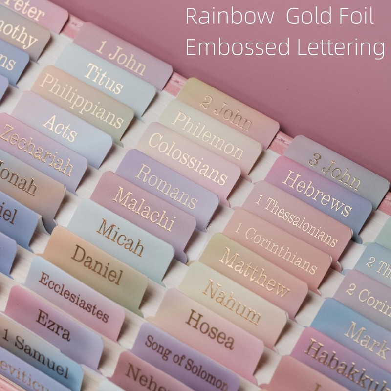 UPAFEXXI-Laminated Bible Tabs with Book Summaries(Gold Foil Embossed Lettering), Bible
