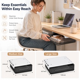 Under Desk Storage Drawer Organizer Set for Office & Home – Slide-Out Hidden Storage Trays to Maximize Workspace