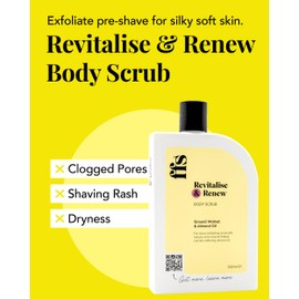 50ml & 150ml Revitalise & Renew Exfoliating Body Scrub w/Shea Butter, Coconut Oil, Salicylic Acid - Paraben & Cruelty-Free Body Scrub Exfoliator for Clogged Pores & Dry Skin- FFS Beauty