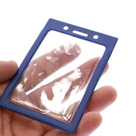 Vertical Color-Frame Badge Holder - Clear Vinyl Window Protector with Color Border for Single Credit Card Size Key Cards and Badges by Specialist ID (Yellow)