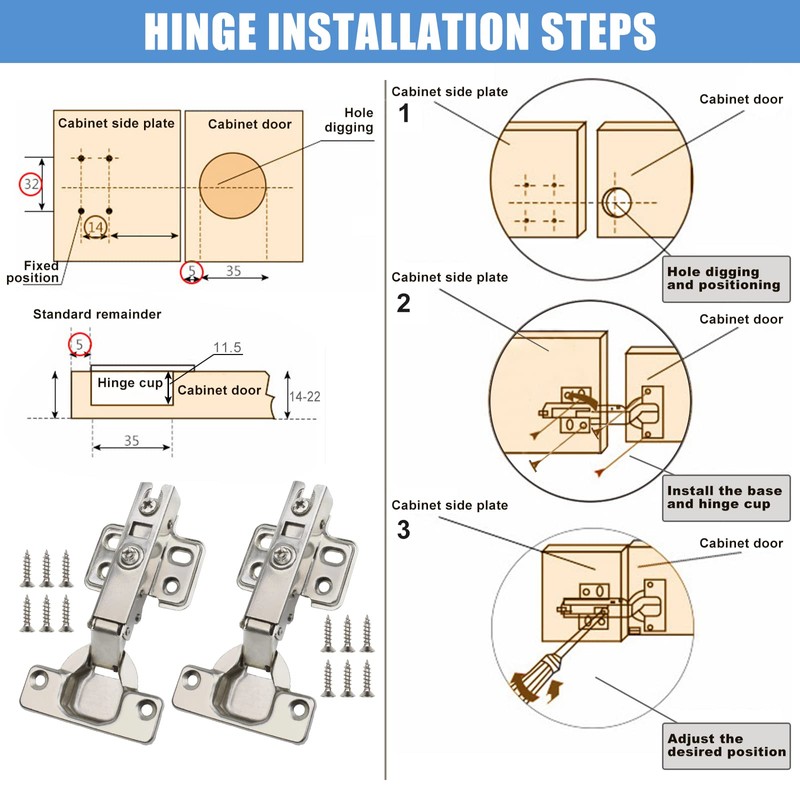 CVIUYO 10 Pcs 35mm Soft Close Kitchen Cabinet Hinges, Concealed