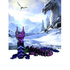 Generic 3D Printed Imperial Dragon, 27"" Articulated Dragon, Fidget ADHD Autism Dragon Toy, Executive Desk Toy, 3D printed in The USA - ID-RGB, Medium, Green