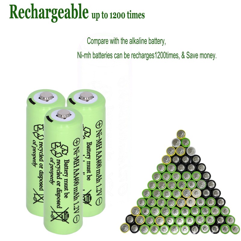 16 Packs Solar Lights AA Batteries 1.2Vots 400mah Ni-MH,Rechargeable Double