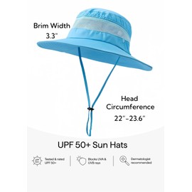 LLmoway Beach Hiking Summer Sun Hat for Women UPF50+ Foldable Bucket Hat with Chin Strap Breathable Mesh Lightweight Sky Blue