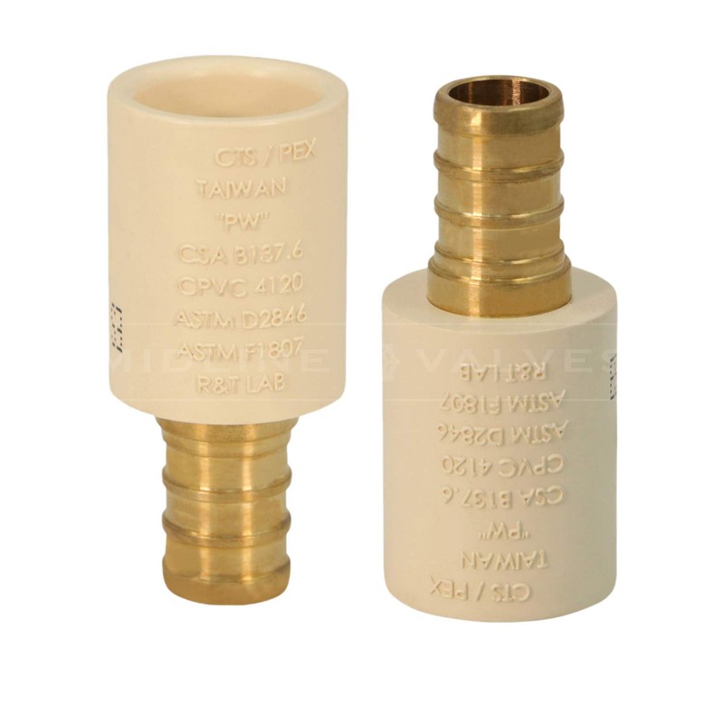 Midline Valve CSDQQG3401-OM 3/4'' PEX Barb x 1" CPVC Adapter