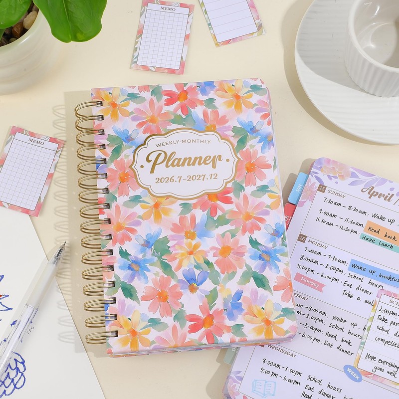 Planner 2026-2027, Floral 18 Months Academic Daily Weekly Monthly Planner