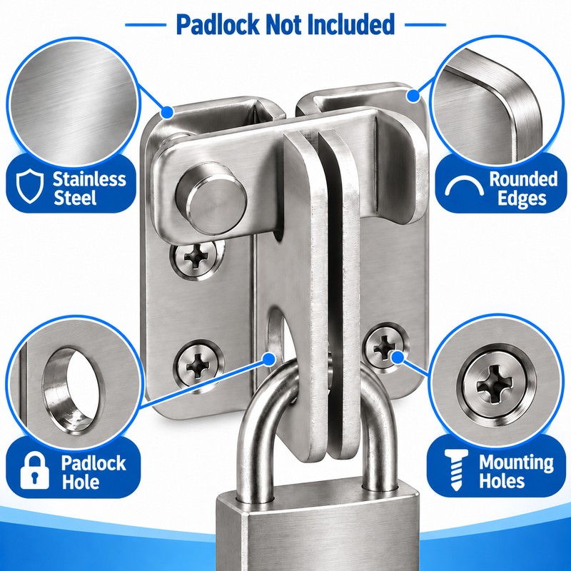 Stainless Steel Right-Open Door Lock Latch – Lockable Security Bolt