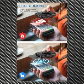 TIZYFF TIZYFF AirTag Smart Wallet for Men, RFID Blocked Thieves, Cash and Credit Cards (AirTag not included), Carbon Fibre, Apricot-approx. 10 cm x 7 cm x 3 cm, Modern, Apricot-ca, Modern