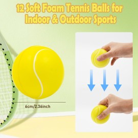 Coriver 12 Pcs Foam Balls, 60 mm Foam Tennis Balls, Mini Soft Sponge Sports Balls, Small Soft Tennis Balls, Indoor Outdoor Play Sports for Kids Adults (Tennis)