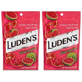 Luden's Watermelon Cough Throat Drops, Pectin Lozenge/Oral Demulcent, 25-Count per Pack (2-Pack)