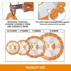 BGTEC Diamond Cutting Disc - 115mm All Purpose Cut Off Wheel for Rebar Sheet Metal Angle Iron Stainless Steel Granite Marble