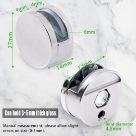 GDFYMI Mirror Clips, 8Pcs Round Mirror Glass Clip Set, Mirror Mounting Clips, Glass Clips Clamps Holder, Wall-Mounted Mirror Brackets, Dresser Mirror Fixed Fitting for 3-5mm Thick Mirror (Silver,27mm)