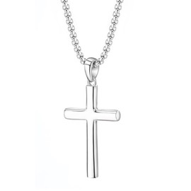 Dainty 925 Sterling Silver Cross Necklace Pendant for Women Chain Jewelry Collar De Cruz Para Mujer 20 In Gifts for Her Daughter Granddaughter Mother Mom