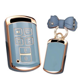 TECART 6 Buttons Soft TPU Remote Smart Key Fob Case Cover Protector Holder Jacket Compatible with Toyota Sienna 2020 Grey