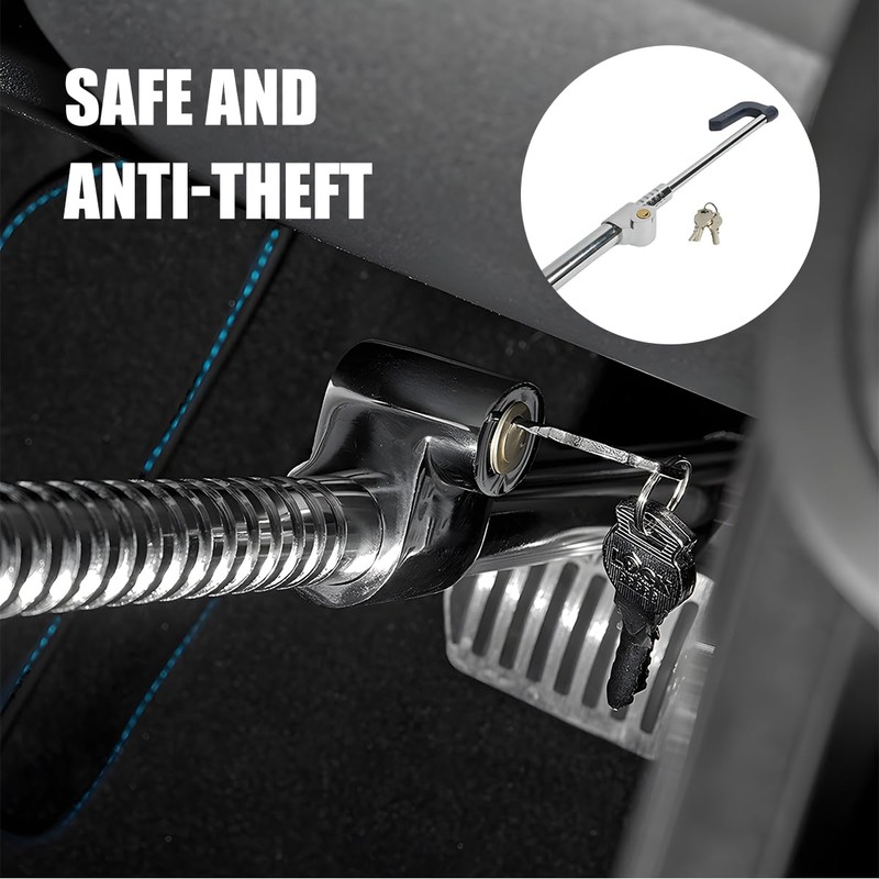 FALVFUN Car Steering Wheel Lock, Retractable Adjustable Length Vehicle Security