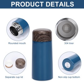 Risipu 150ml/5oz Small Water Bottle, Stainless Steel Mini Flask for Milk, Vacuum Insulated with Non-Slip Bottom (Blue)