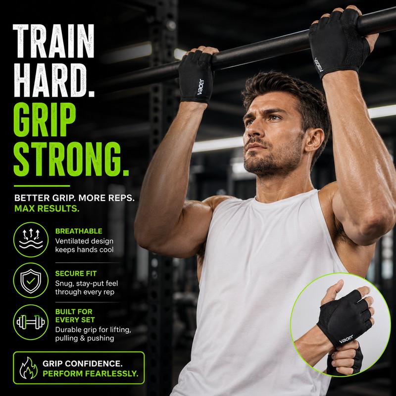 Men’s Half Finger Gym Gloves for Weight Lifting – Anti-Slip