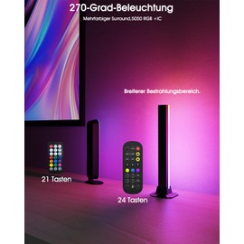 LED RGB Light Bar [Pack of 2], Gaming Lamp TV Backlight, USB Powered Ambient Light Bars 32 cm Sync with Music App Control, Ambient Lamp with Remote Control for Gaming, PC, TV, Room Decoration