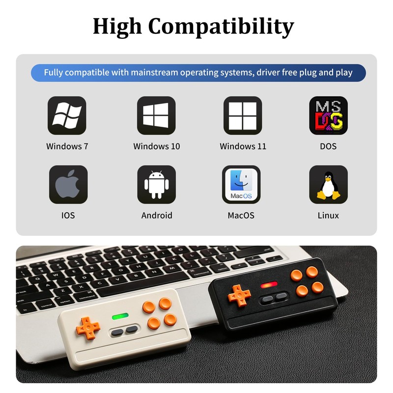 BFTDjanus 2 Pack Wireless Controller for Emulators Games 2.4 GHz