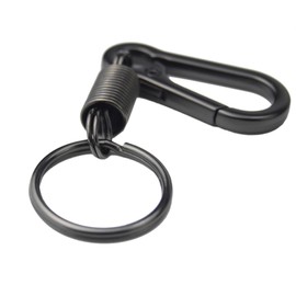 Metal Retro Simple Strong Carabiner Shape Car Remote Keychain Ring Key Holder Clip Hook Spring, Matte Gun Black, 1 piece