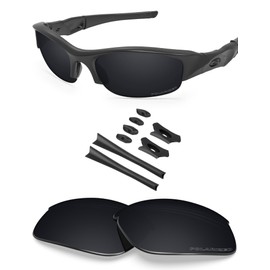 BLAZERBUCK Polycarbonate Polarized Replacement Lenses & Sock Kit for Oakley Flak Jacket OO9008/Flak Jacket Asian Fit - Black AR Coated