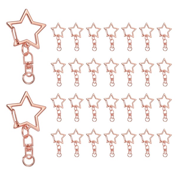 sourcing map 60 Pcs Metal Spring Snap Keychain Clip, Star