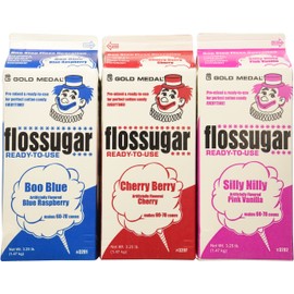 Cotton Candy Floss Sugar-Blue Raspberry, Pink Vanilla & Cherry- 3.25 lbs. (3 pack)