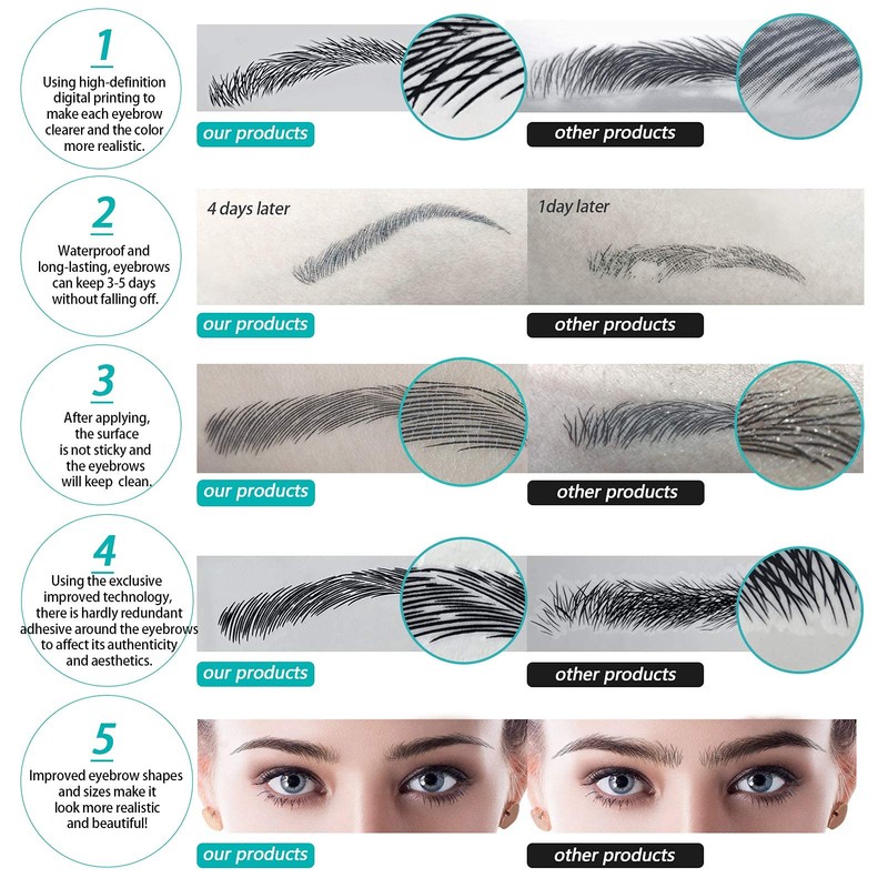Aresvns 4D Tattoo Eyebrows 99 Pairs! Newly Improved Good Looking