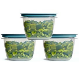 Utensilux Rubber maid Storage Containers, Easy Find Lids, Teal, 7 cup, Flex & Seal, Leak Proof Lids, Food Storage Set, Clear Meal Prep Flex Containers, 3 Piece Bundle Set