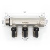 Vancoco Sanitary Brass Splitter Triple with Shut-Off Valve 3/4 Inch