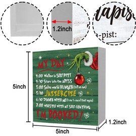 My Day Funny Merry Christmas Home Decoration Wood Box Sign Christmas Party Decorations Sign Novelty Winter Holiday White Elephant Decor for Signs for Home Office Workplace