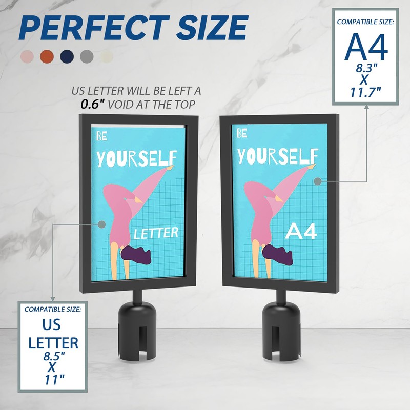 Estleys 3 Pcs Stanchion Sign Holder 8.3 x 11.7, Portrait