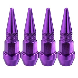 Lunsom Metal Air Tire Valves Cover, Spike Valve Stem Caps Tire Pressure Covers Accessories Fit Most Car Motorcycle Bike (4PCS Purple)