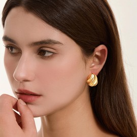 HESSAWELL Chunky Stud Earrings for Women Twisted Waterdrop Earrings for Women Vintage Jewelry