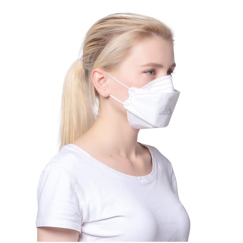 TubeRoo FFP2 Mask Large Head White Fish Shape Pack of