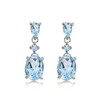 Sterling Silver Blue Topaz Oval Three Stone Drop Dangle Earrings
