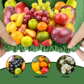 Canvas Garden Apron with Deep Pockets, Seeding Harvest Apron, Adjustable Waist Belt, Design for Harvesting Fruits, Vegetables, Eggs, Gardening, Weeding (Green)