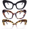 bullabulling 3Pack Oprah style Readers,Blue Light Blocking Computer Cat eye