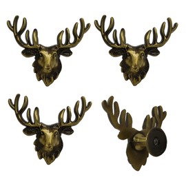 brandname SCRTB Deer Head Knobs 4 Pcs Cute Deer Head Knobs Furniture Door Cabinet Wardrobe Closet Dresser Cupboard Pull Handle Decorative Hardware Accessories (Bronze)