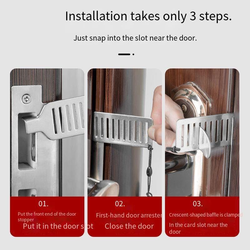 Ximimark 2pc Portable Door Lock - Punch-Free Security Latch for