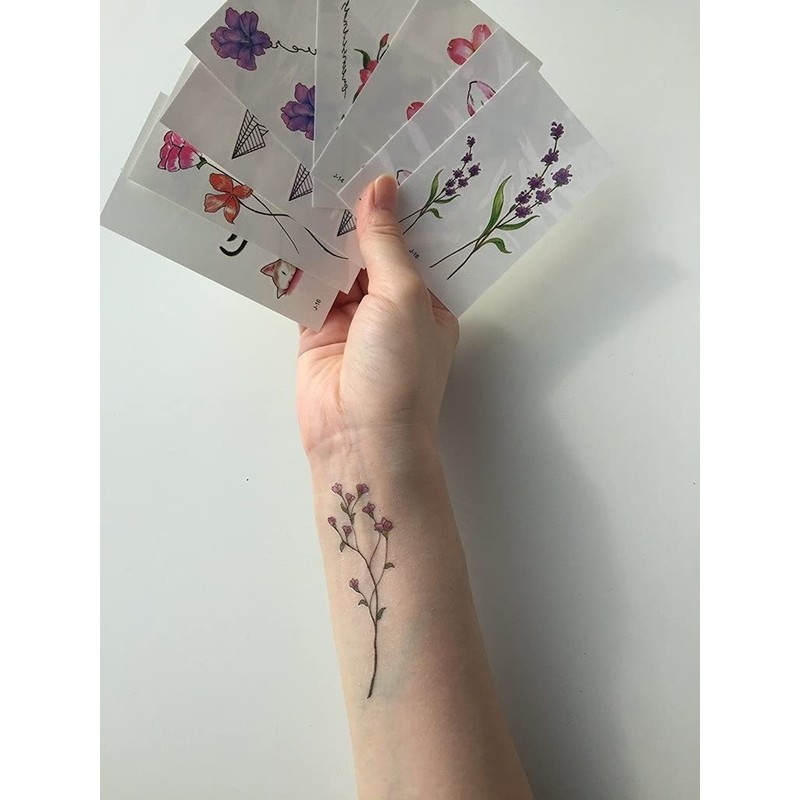 tuzuru Temporary Tattoos, 30 Stickers, Cute, Deer, Flowers, Waterproof, Bonus