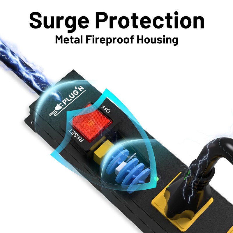 Power Strip 2700J Surge Protector, Heavy Duty Power Strips with