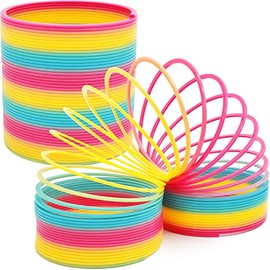 The Dreidel Company Jumbo Rainbow Plastic Coil Spring, Party Favor for Kids, Individually Wrapped, 7" (175mm) Spring (12-Pack)