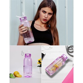 VENNERLI Sports Water Bottle with Straw 1Litre Leakproof Durable Tritan BPA Free Gym Flip Sipper Bottle Dustproof with Marking Dustproof Leakproof (1L Purple)